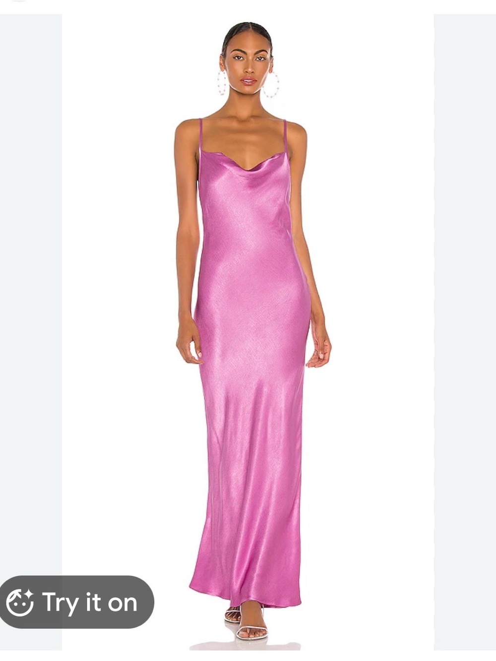 Bec & Bridge Lucie Maxi Satin Slip Maxi Dress in Shimmering Fushia